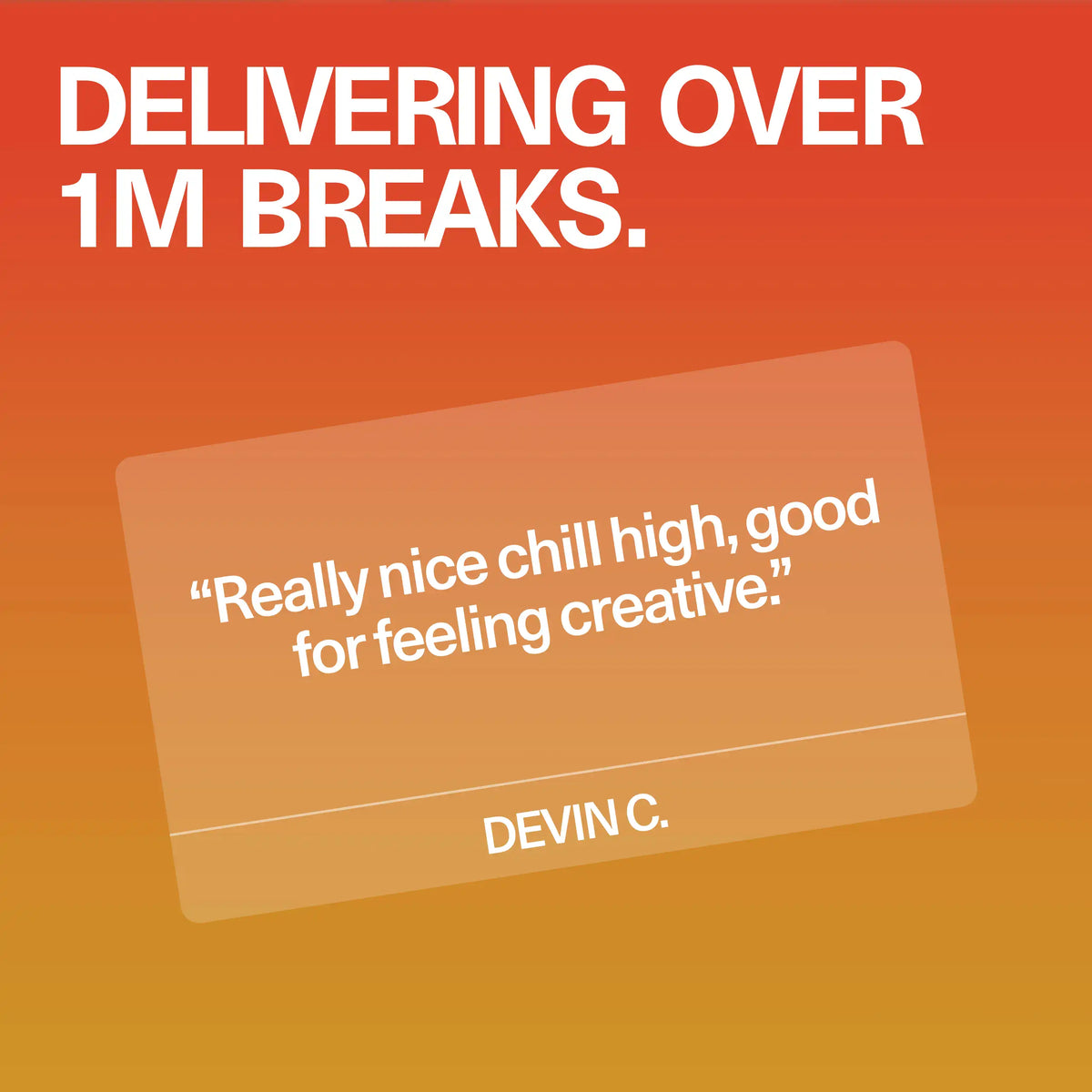 Customer review card for Sundae School Mochi Apple Mango hemp-derived THC gummies, headline 'Delivering over 1M breaks,' featuring a quoted customer testimonial