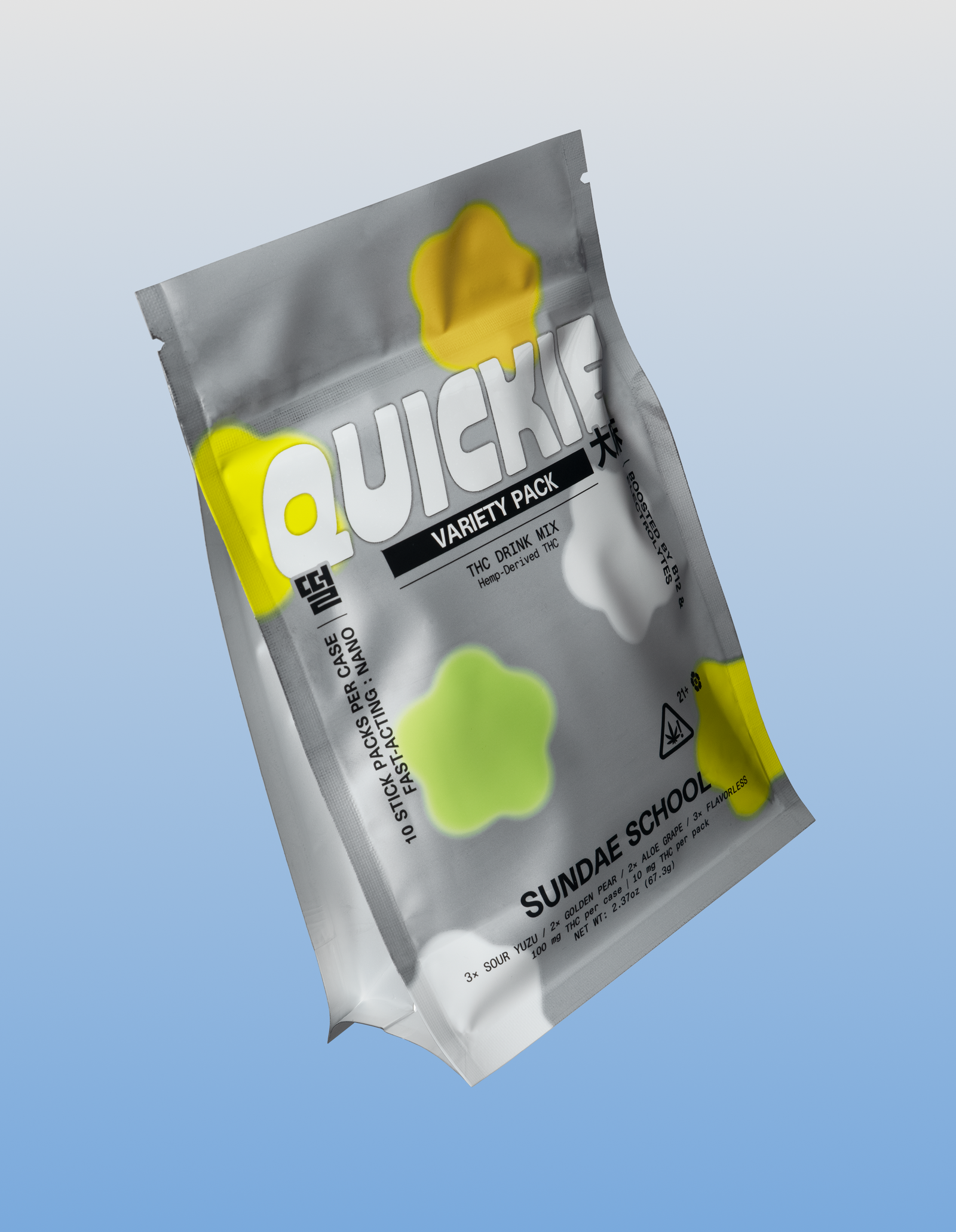 Quickie variety pack on a light blue background