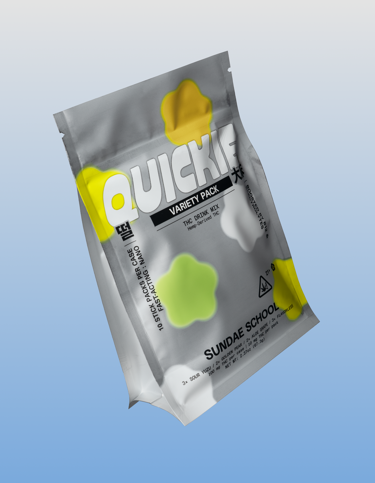 Quickie variety pack on a light blue background